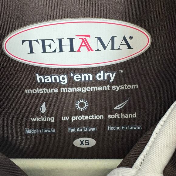 Tehama Brown Collared Sleeveless 1/4 Button Stretchy Athletic Polo Top Size XS - Picture 4 of 6